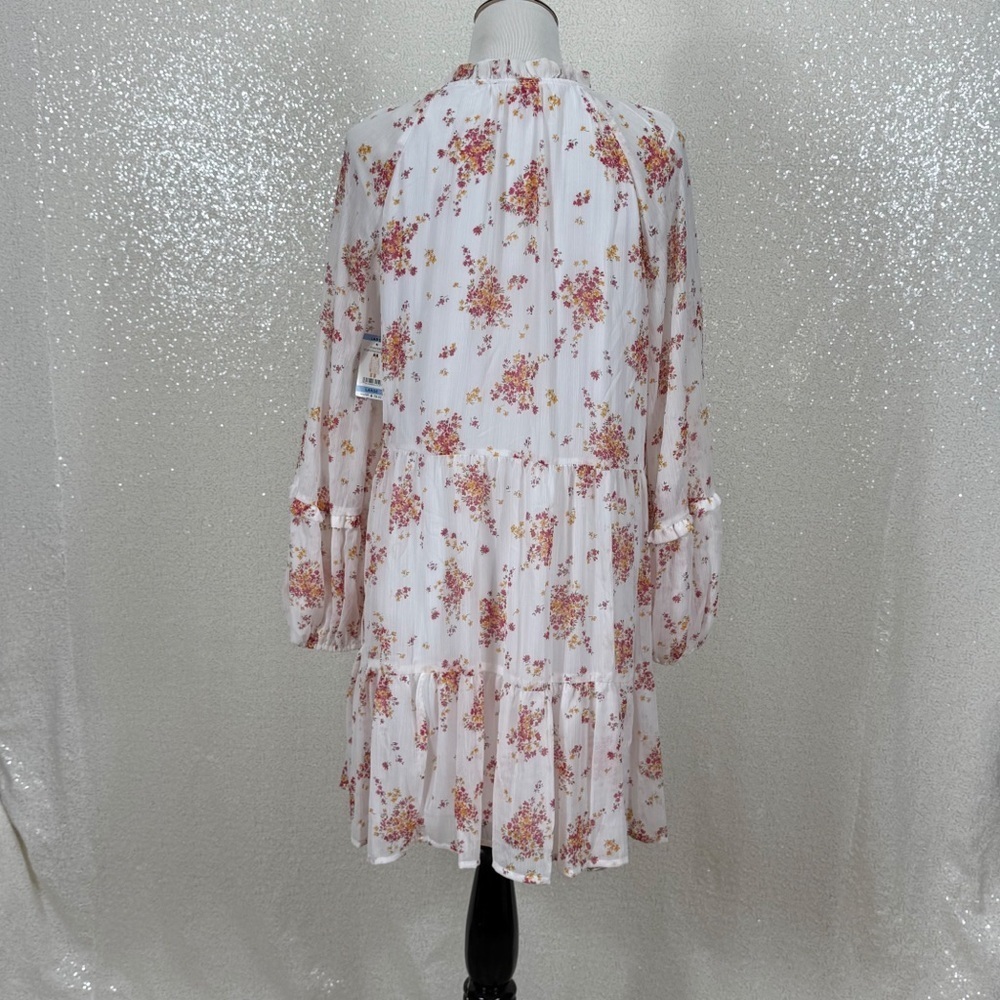Vince Camuto Floral Dress Womens L Long Sleeve V Neck Tiered Ruffle Boho - Picture 9 of 13